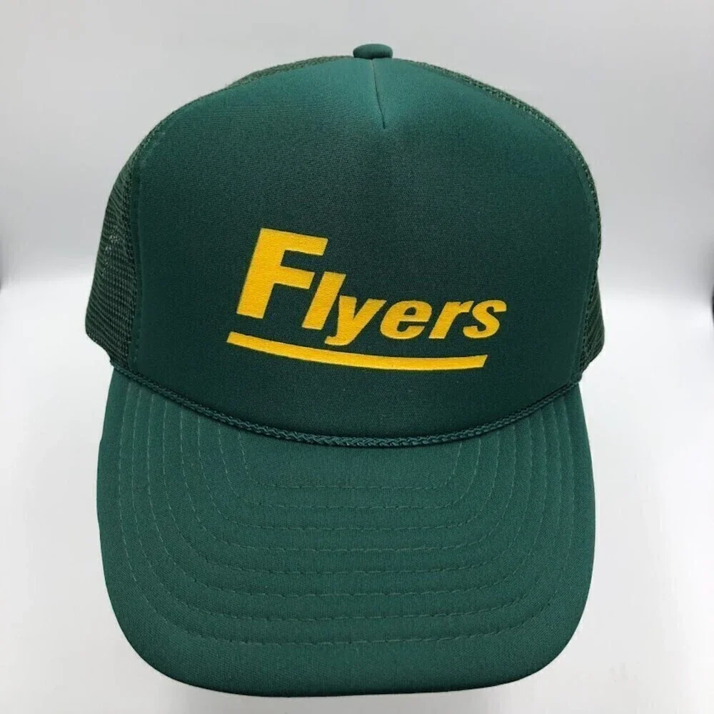 Vintage Flyers Green Mesh Trucker Nissun Baseball Cap Hat Mid Century Snapback